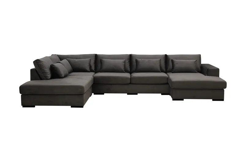 Grande 5-seters U-Sofa med Divan Høyre - Mørkegrå Fløyel - Møbler - Sofaer - U-sofa