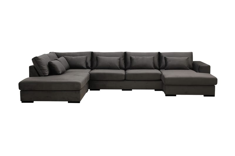 Grande 5-seters U-Sofa med Divan Høyre - Mørkegrå Fløyel - Møbler - Sofaer - U-sofa