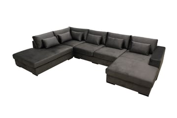Grande 5-seters U-Sofa med Divan Høyre - Mørkegrå Fløyel - Møbler - Sofaer - U-sofa