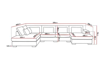 Grande 5-seters U-Sofa med Divan Høyre - Mørkegrå Fløyel - Møbler - Sofaer - U-sofa