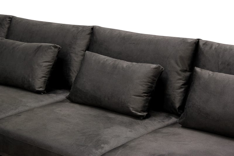 Grande 5-seters U-Sofa med Divan Høyre - Mørkegrå Fløyel - Møbler - Sofaer - U-sofa