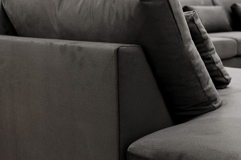 Grande 5-seters U-Sofa med Divan Høyre - Mørkegrå Fløyel - Møbler - Sofaer - U-sofa