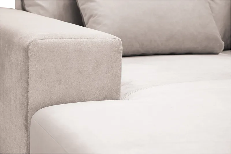 Grande 5-seters U-Sofa med Divan Venstre - Beige Fløyel - Møbler - Sofaer - U-sofa