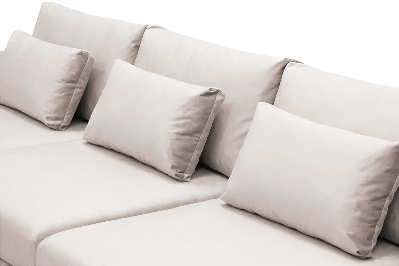 Grande 5-seters U-Sofa med Divan Venstre - Beige Fløyel - Møbler - Sofaer - U-sofa