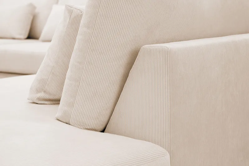 Grande 5-seters U-Sofa med Divan Venstre - Beige Manchester - Møbler - Sofaer - U-sofa