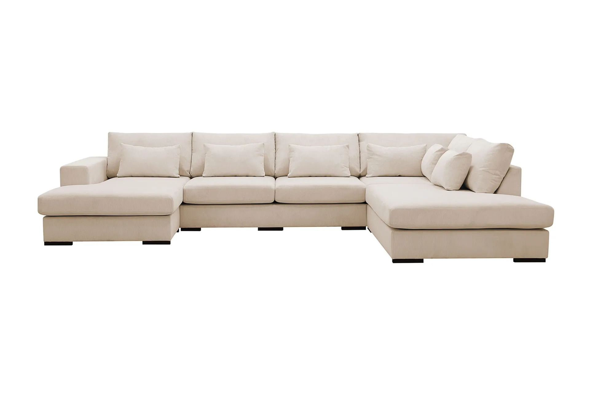 Grande 5-seters U-Sofa med Divan Venstre - Beige Manchester
