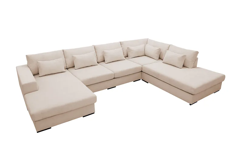 Grande 5-seters U-Sofa med Divan Venstre - Beige Manchester - Møbler - Sofaer - U-sofa