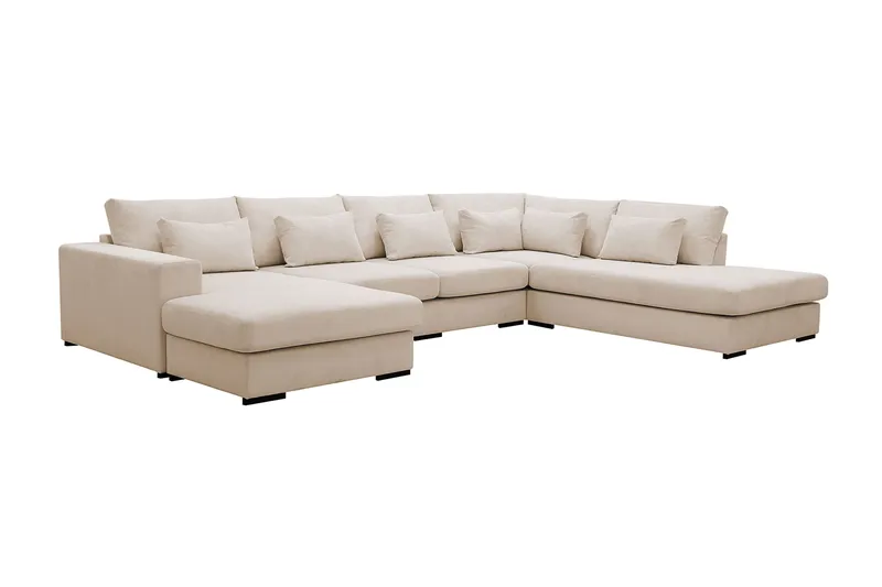Grande 5-seters U-Sofa med Divan Venstre - Beige Manchester - Møbler - Sofaer - U-sofa