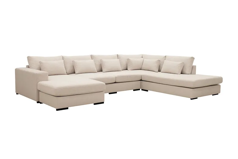 Grande 5-seters U-Sofa med Divan Venstre - Beige Stoff - Møbler - Sofaer - U-sofa