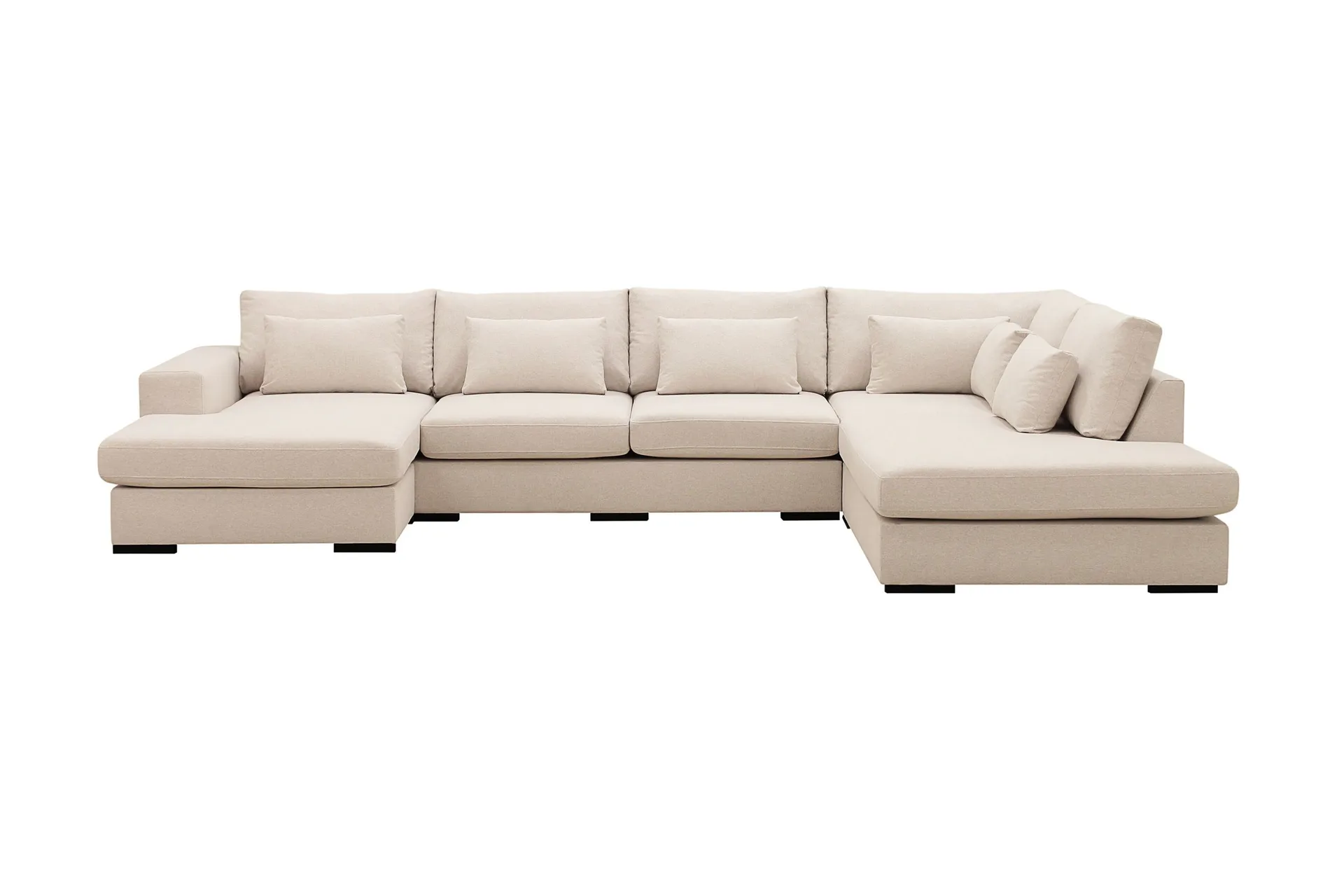 Grande 5-seters U-Sofa med Divan Venstre - Beige Stoff