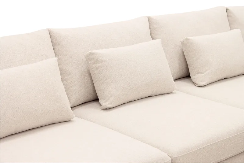 Grande 5-seters U-Sofa med Divan Venstre - Beige Stoff - Møbler - Sofaer - U-sofa