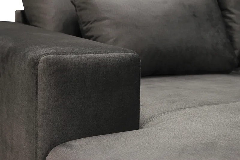 Grande 5-seters U-Sofa med Divan Venstre - Mørkegrå Fløyel - Møbler - Sofaer - U-sofa