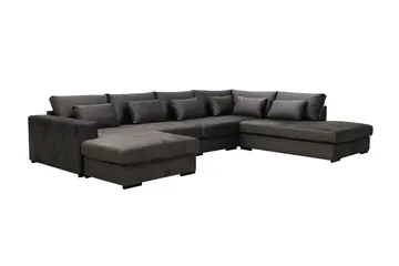 Grande 5-seters U-Sofa med Divan Venstre - Mørkegrå Fløyel - Møbler - Sofaer - U-sofa