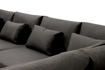 Grande 5-seters U-Sofa med Divan Venstre - Mørkegrå Fløyel - Møbler - Sofaer - U-sofa