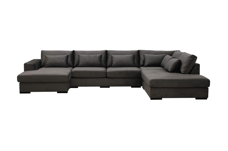 Grande 5-seters U-Sofa med Divan Venstre - Mørkegrå Fløyel - Møbler - Sofaer - U-sofa