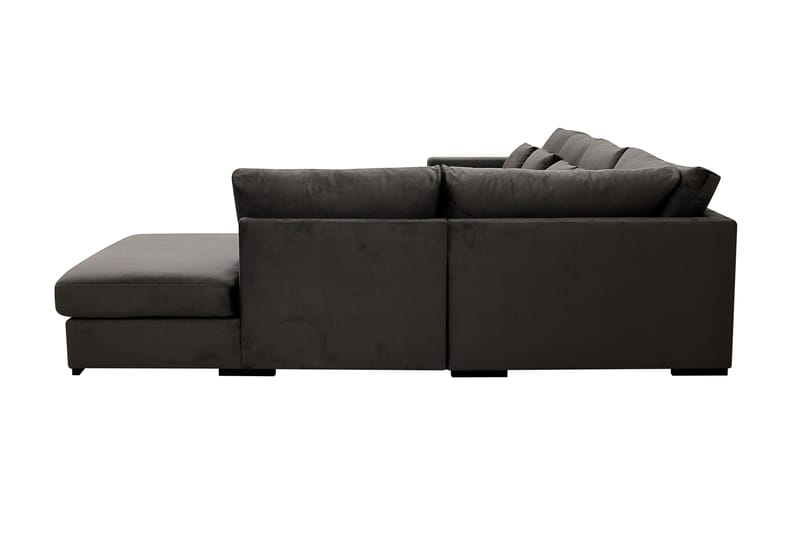 Grande 5-seters U-Sofa med Divan Venstre - Mørkegrå Fløyel - Møbler - Sofaer - U-sofa