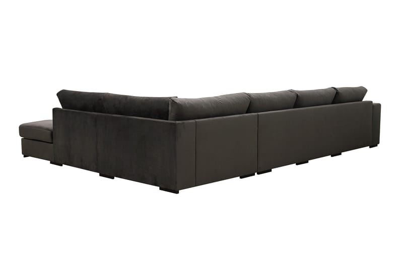 Grande 5-seters U-Sofa med Divan Venstre - Mørkegrå Fløyel - Møbler - Sofaer - U-sofa