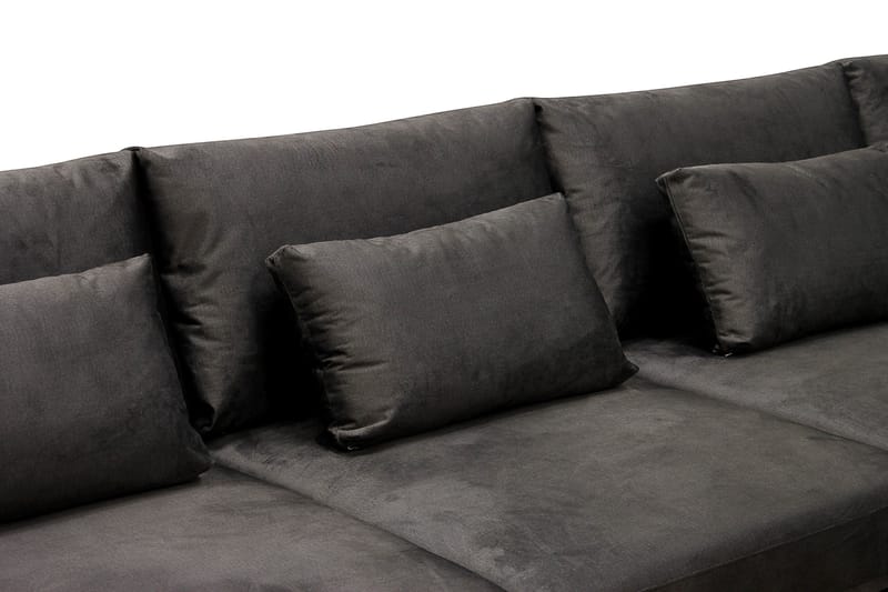 Grande 5-seters U-Sofa med Divan Venstre - Mørkegrå Fløyel - Møbler - Sofaer - U-sofa
