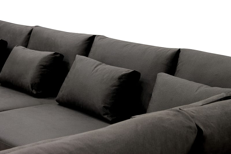 Grande 5-seters U-Sofa med Divan Venstre - Mørkegrå Fløyel - Møbler - Sofaer - U-sofa