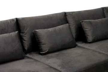 Grande 5-seters U-Sofa med Divan Venstre - Mørkegrå Fløyel - Møbler - Sofaer - U-sofa