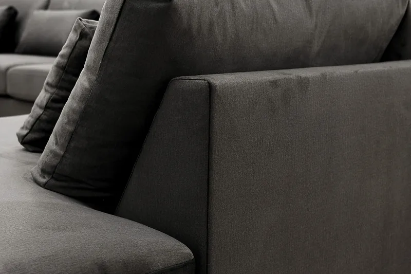 Grande 5-seters U-Sofa med Divan Venstre - Mørkegrå Fløyel - Møbler - Sofaer - U-sofa