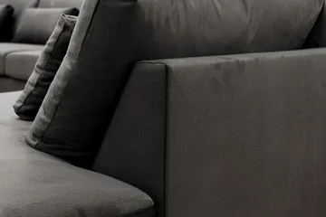 Grande 5-seters U-Sofa med Divan Venstre - Mørkegrå Fløyel - Møbler - Sofaer - U-sofa