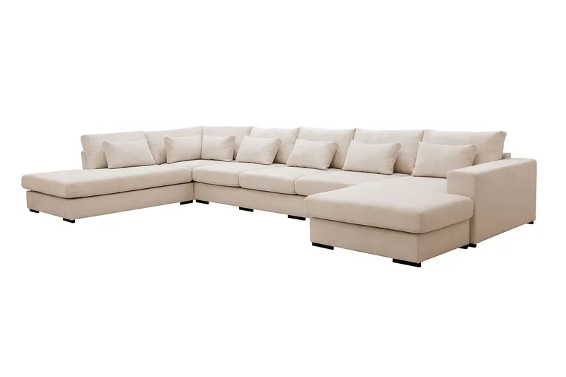 Grande 6-seters U-Sofa med Divan Høyre - Beige Manchester - Møbler - Sofaer - U-sofa