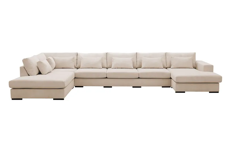 Grande 6-seters U-Sofa med Divan Høyre, Beige Manchester