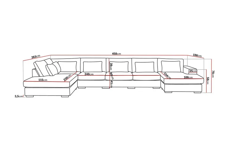 Grande 6-seters U-Sofa med Divan Høyre - Beige Manchester - Møbler - Sofaer - U-sofa