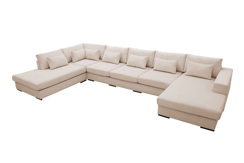 Grande 6-seters U-Sofa med Divan Høyre - Beige Manchester - Møbler - Sofaer - U-sofa