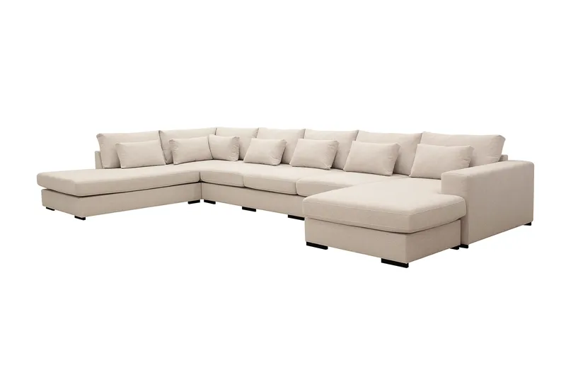 Grande 6-seters U-Sofa med Divan Høyre - Beige Stoff - Møbler - Sofaer - U-sofa