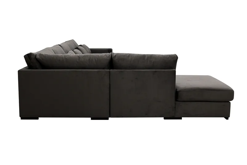 Grande 6-seters U-Sofa med Divan Høyre - Mørkegrå Fløyel - Møbler - Sofaer - U-sofa