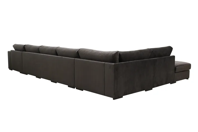 Grande 6-seters U-Sofa med Divan Høyre - Mørkegrå Fløyel - Møbler - Sofaer - U-sofa