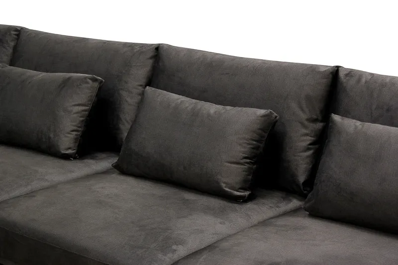 Grande 6-seters U-Sofa med Divan Høyre - Mørkegrå Fløyel - Møbler - Sofaer - U-sofa