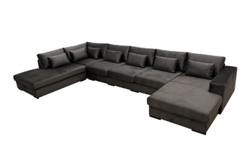 Grande 6-seters U-Sofa med Divan Høyre - Mørkegrå Fløyel - Møbler - Sofaer - U-sofa