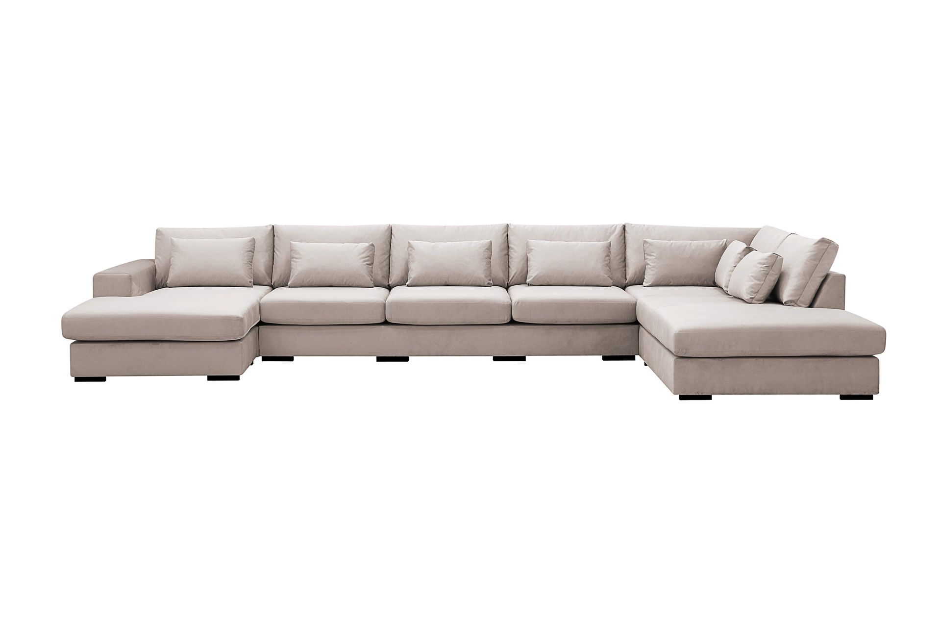 Grande 6-seters U-Sofa med Divan Venstre - Beige Fløyel