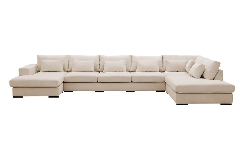Grande 6-seters U-Sofa med Divan Venstre, Beige Manchester
