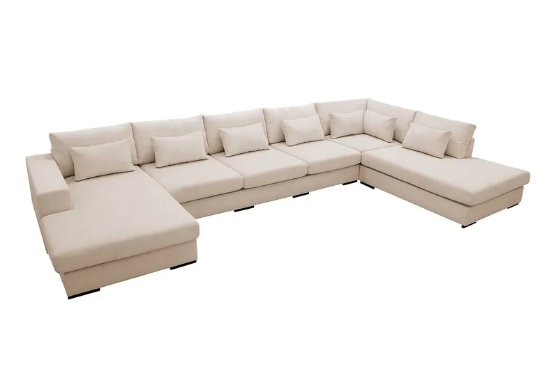 Grande 6-seters U-Sofa med Divan Venstre - Beige Manchester - Møbler - Sofaer - U-sofa