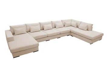 Grande 6-seters U-Sofa med Divan Venstre - Beige Manchester - Møbler - Sofaer - U-sofa