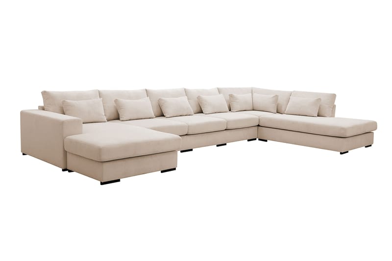 Grande 6-seters U-Sofa med Divan Venstre - Beige Manchester - Møbler - Sofaer - U-sofa