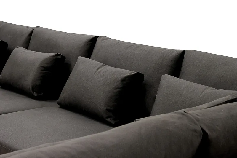 Grande 6-seters U-Sofa med Divan Venstre - Mørkegrå Fløyel - Møbler - Sofaer - U-sofa