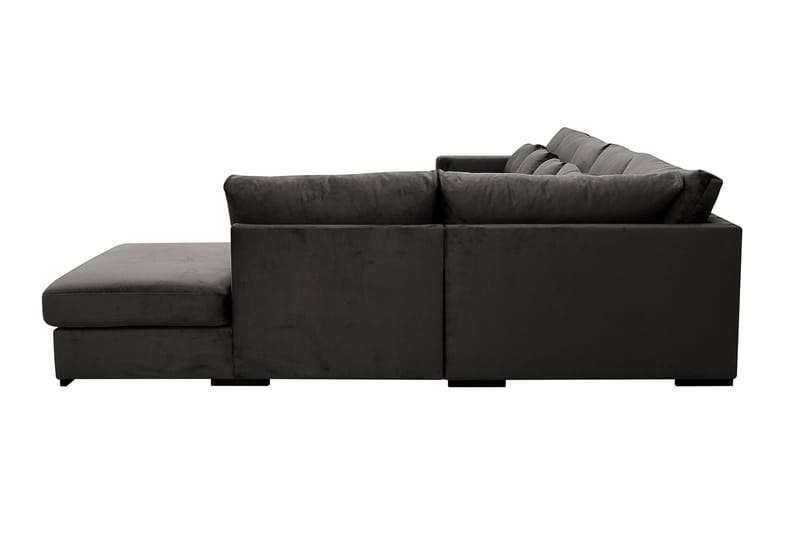 Grande 6-seters U-Sofa med Divan Venstre - Mørkegrå Fløyel - Møbler - Sofaer - U-sofa