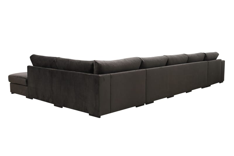 Grande 6-seters U-Sofa med Divan Venstre - Mørkegrå Fløyel - Møbler - Sofaer - U-sofa