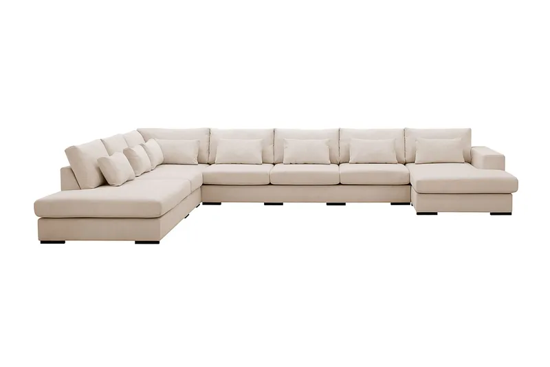 Grande Stor 7-seters U-Sofa med Divan Høyre - Beige Manchester - Møbler - Sofaer - U-sofa