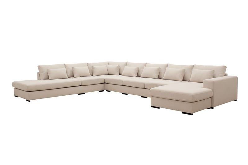 Grande Stor 7-seters U-Sofa med Divan Høyre - Beige Stoff - Møbler - Sofaer - Modulsofaer - Komplett modulsofa