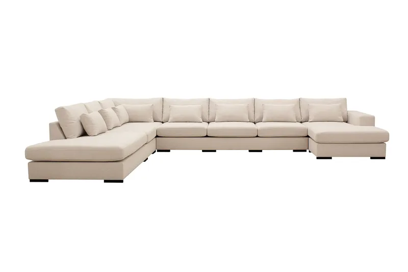 Grande Stor 7-seters U-Sofa med Divan Høyre - Beige Stoff - Møbler - Sofaer - Modulsofaer - Komplett modulsofa