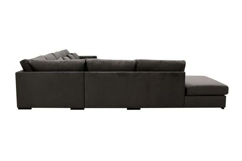Grande Stor 7-seters U-Sofa med Divan Høyre - Mørkegrå Fløyel - Møbler - Sofaer - U-sofa
