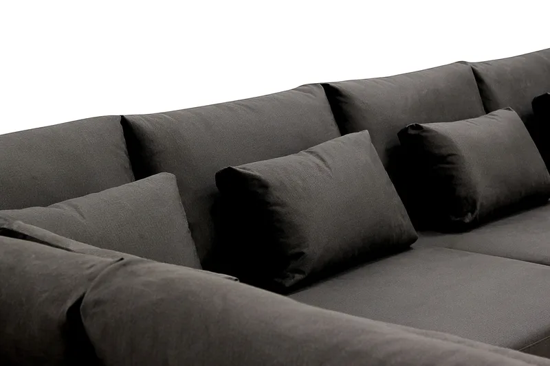 Grande Stor 7-seters U-Sofa med Divan Høyre - Mørkegrå Fløyel - Møbler - Sofaer - Fløyel sofaer