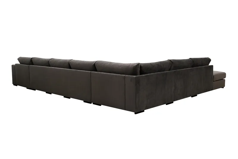 Grande Stor 7-seters U-Sofa med Divan Høyre - Mørkegrå Fløyel - Møbler - Sofaer - Fløyel sofaer