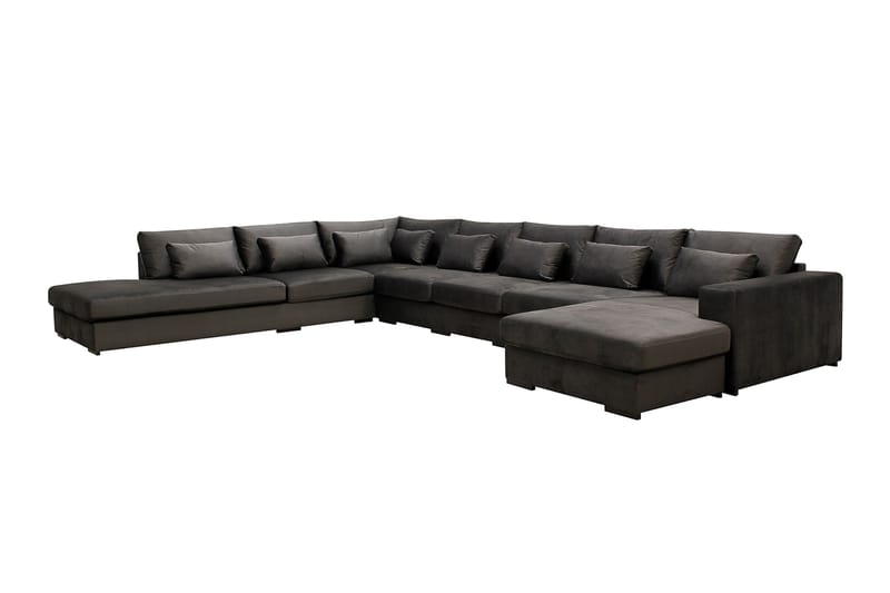 Grande Stor 7-seters U-Sofa med Divan Høyre - Mørkegrå Fløyel - Møbler - Sofaer - U-sofa
